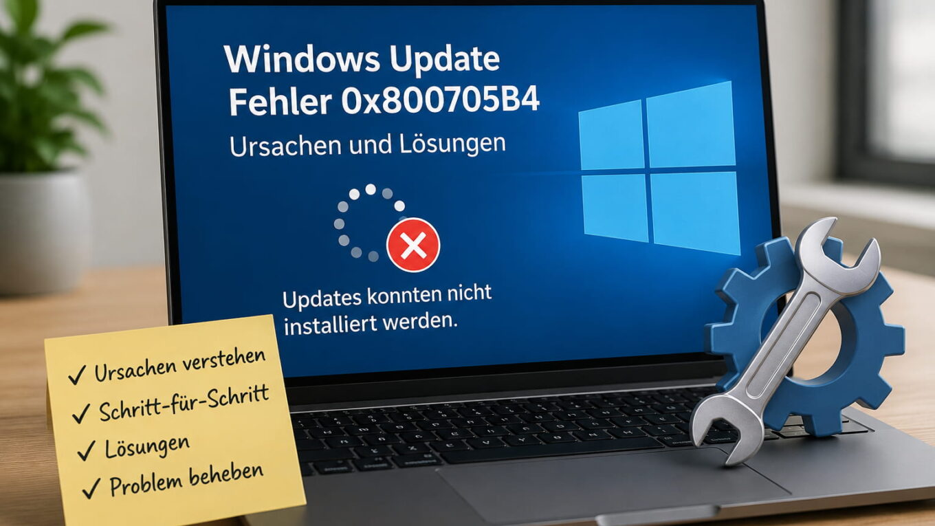Windows-Update-Fehler 0x800705b4 auf einem Laptop mit Reparatursymbolen