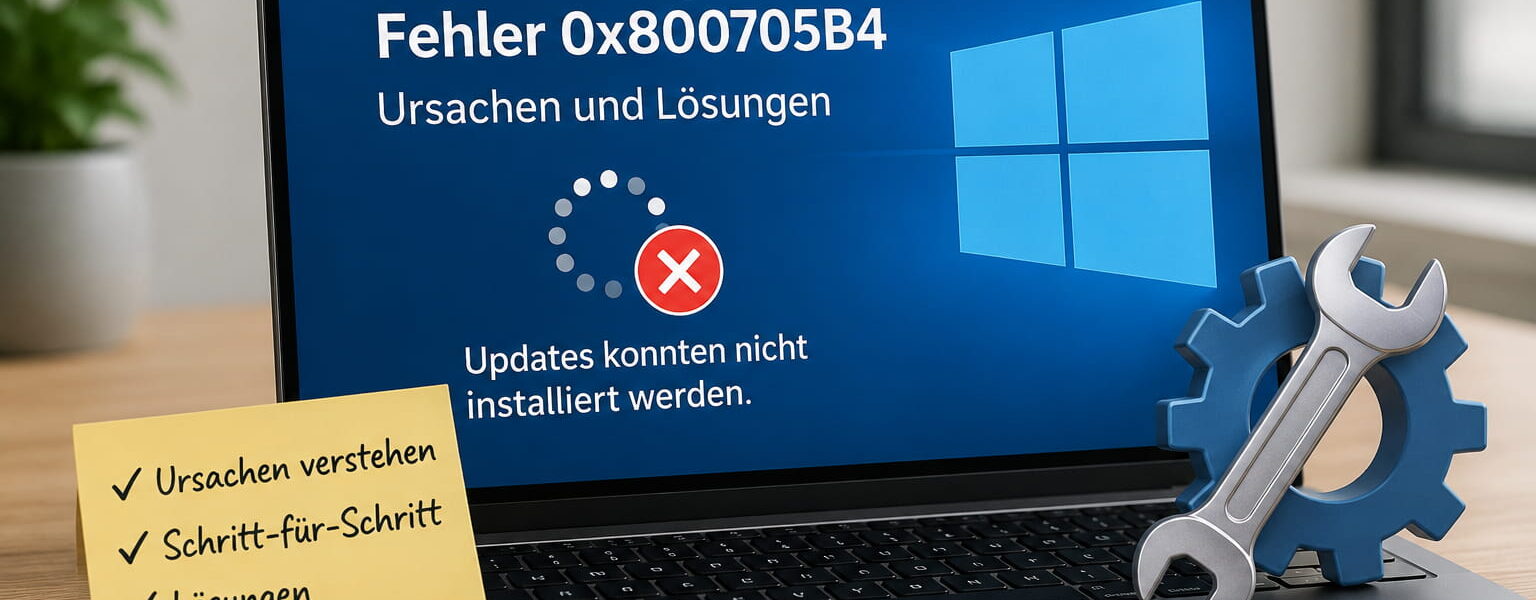 Windows-Update-Fehler 0x800705b4 auf einem Laptop mit Reparatursymbolen