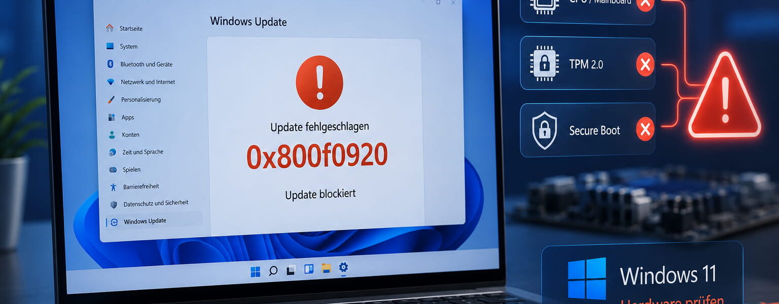 Windows-11-Update-Fehler 0x800f0920 durch nicht unterstützte Hardware