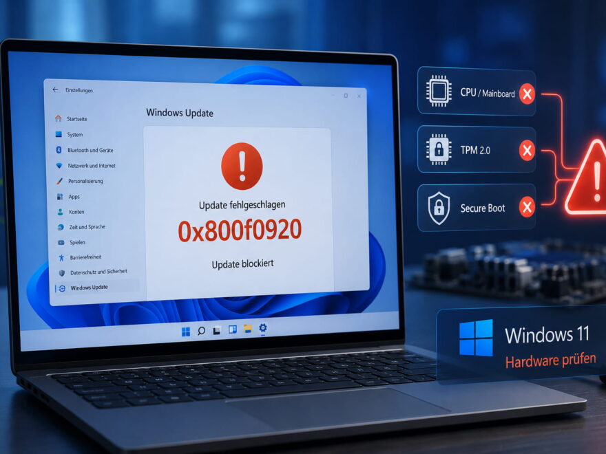 Windows-11-Update-Fehler 0x800f0920 durch nicht unterstützte Hardware