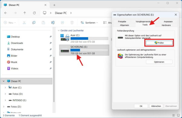 0x810000F0 beheben – Sicherungslaufwerk auf Fehler prüfen Sicherungslaufwerk in Windows prüfen, um 0x810000F0 zu beheben