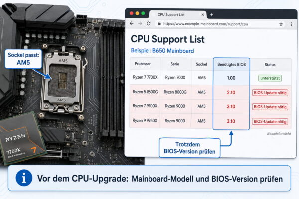 AM5 oder LGA1851: BIOS und CPU-Kompatibilität prüfen AM5 oder LGA1851: CPU-Kompatibilität hängt auch von der BIOS-Version ab