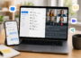 Digitale Kommunikation über Smartphone, E-Mail, Videoanruf und KI-Übersetzung