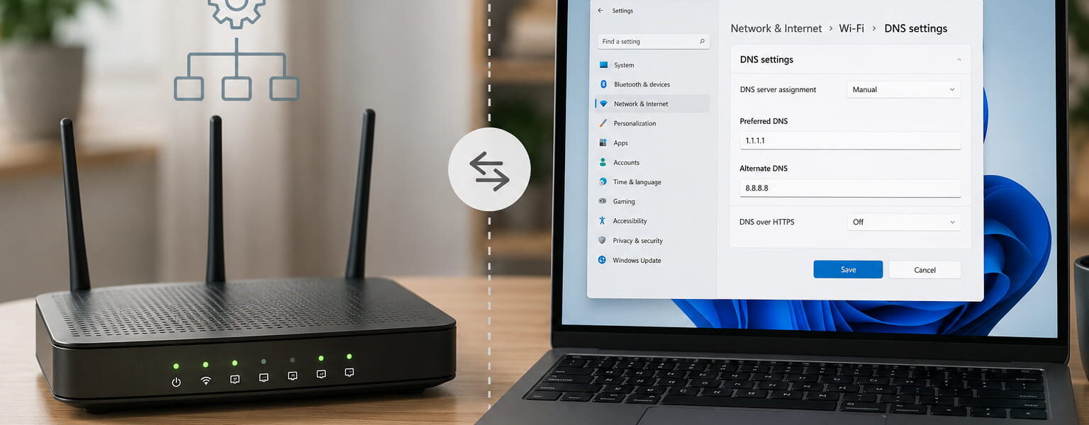 DNS im Router oder PC einstellen im direkten Vergleich