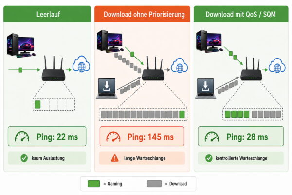 gaming router bufferbloat Gaming-Router reduziert Bufferbloat und hohe Ping-Zeiten mit QoS