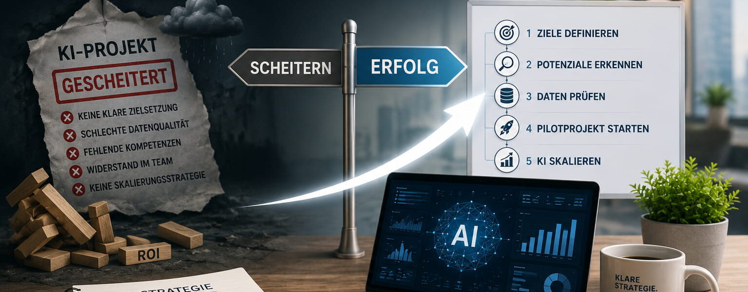 KI-Projekte scheitern ohne klare Strategie – Ursachen und strukturierter KI-Fahrplan im Überblick