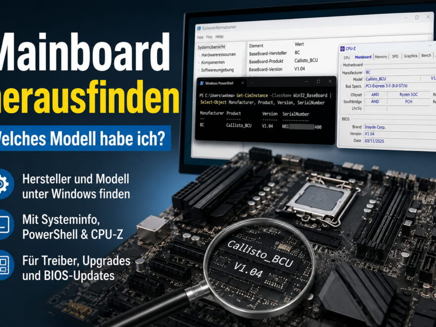 Mainboard herausfinden mit Systeminformationen, PowerShell und CPU-Z unter Windows