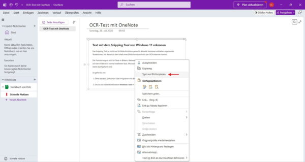 Bild in Text umwandeln mit der OCR-Funktion in OneNote