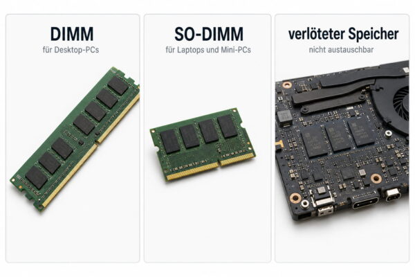 RAM-Kompatibilität prüfen: Unterschied zwischen DIMM, SO-DIMM und verlötetem Speicher