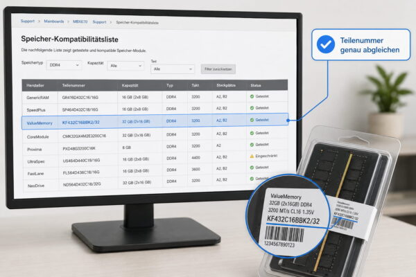 RAM-Kompatibilität anhand der QVL-Liste des Mainboards prüfen