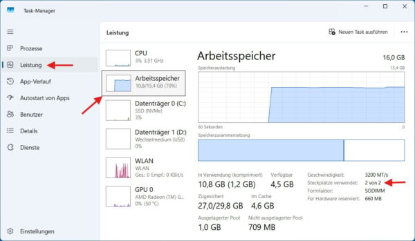 RAM-Kompatibilität im Task-Manager unter Windows prüfen