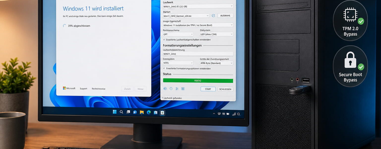 Windows 11 mit Rufus auf inkompatibler Hardware installieren