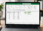 SVERWEIS in Excel mit Artikeltabelle, Formel und Suchergebnis auf einem Laptop