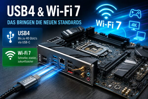 USB4 und Wi-Fi 7 auf einem modernen Mainboard