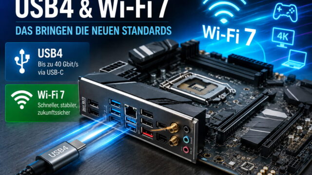 USB4 und Wi-Fi 7 auf einem modernen Mainboard