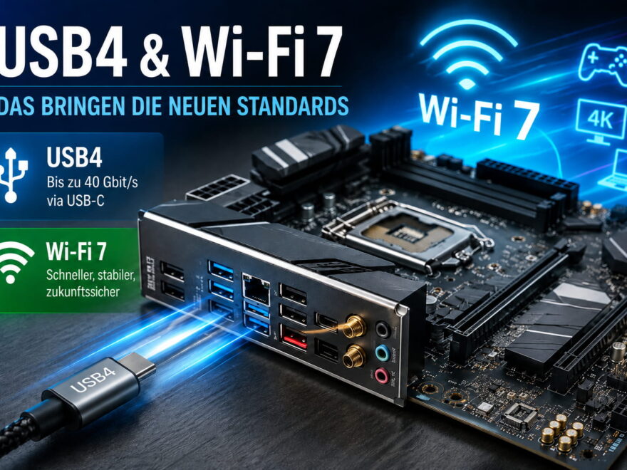 USB4 und Wi-Fi 7 auf einem modernen Mainboard