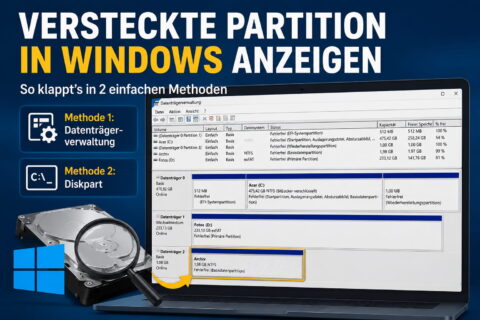 Versteckte Partition anzeigen in Windows 11 und 10 mit Datenträgerverwaltung und Diskpart