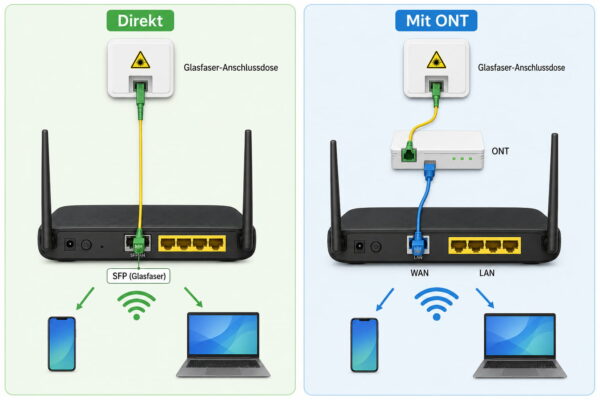 Welcher Router passt zur Glasfaser mit direktem Anschluss oder ONT?