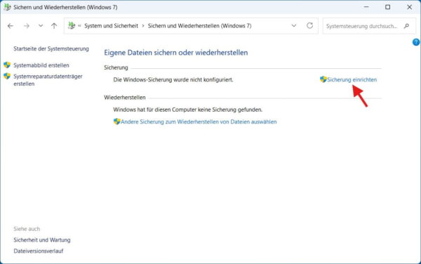 Neue Windows-Sicherung erstellen und 0x810000F0 beheben Windows-Sicherung neu einrichten, um 0x810000F0 zu beheben