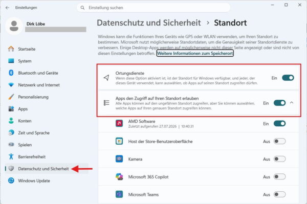 Windows-Standortdienste in Windows 11 aktivieren oder deaktivieren
