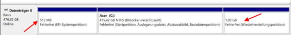 EFI- und Wiederherstellungspartition nicht einblenden EFI-Systempartition und Wiederherstellungspartition in der Windows-Datenträgerverwaltung