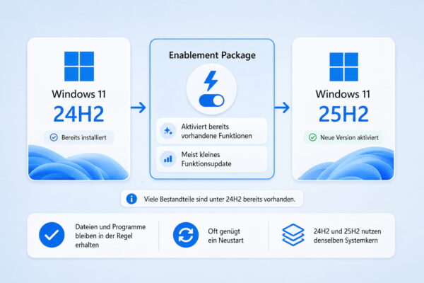 Windows 11 24H2 auf 25H2 wechseln Wechsel von Windows 11 24H2 auf 25H2 mit Enablement Package