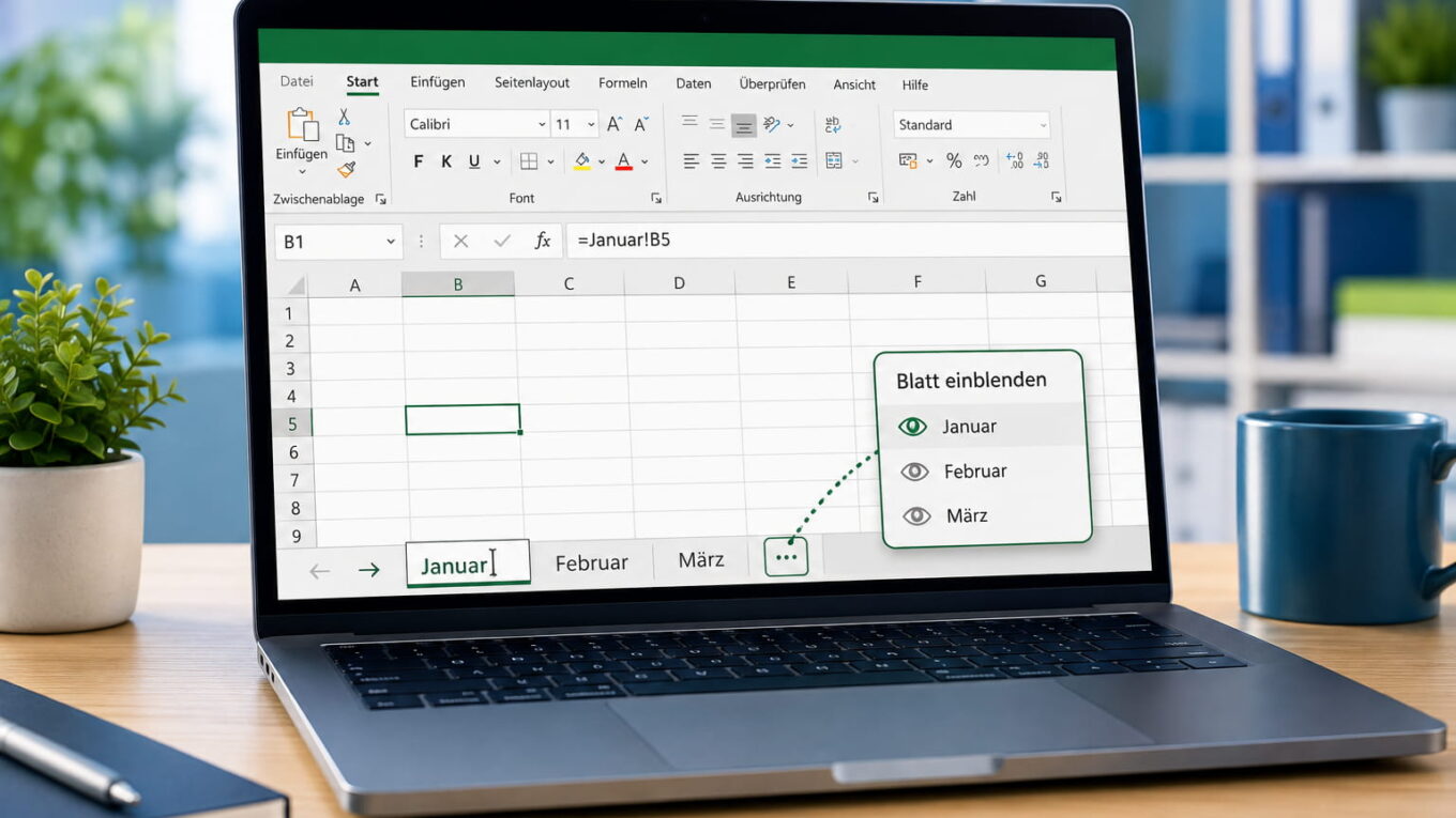 Excel-Blattname ändern und in einer Formel verwenden