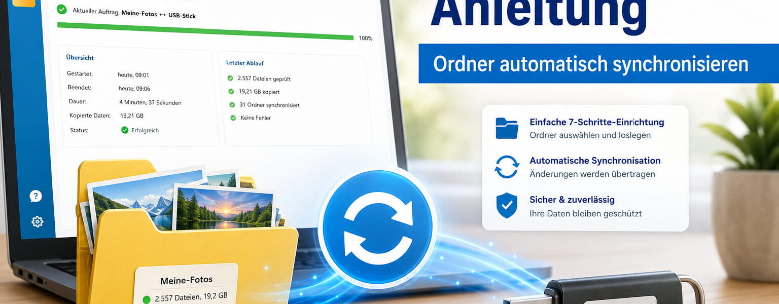 SYNCHREDIBLE Anleitung zum Synchronisieren eines Fotoordners mit einem USB-Stick