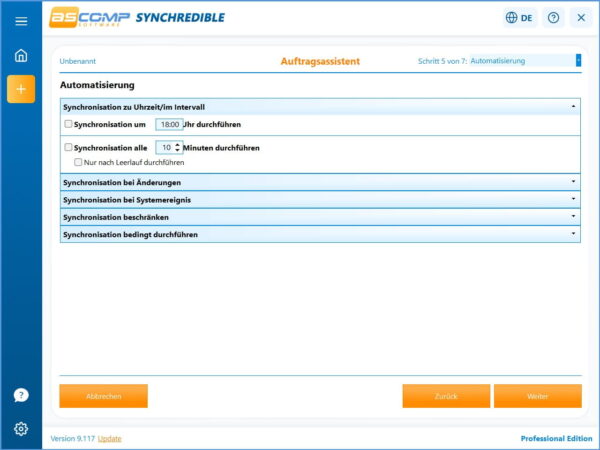 Automatisierung eines Synchronisationsauftrags in SYNCHREDIBLE