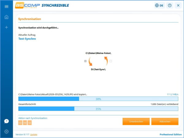 Laufende Synchronisation eines Fotoordners mit SYNCHREDIBLE