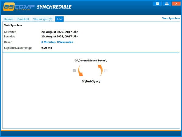 SYNCHREDIBLE Report beim zweiten Durchlauf ohne geänderte Dateien