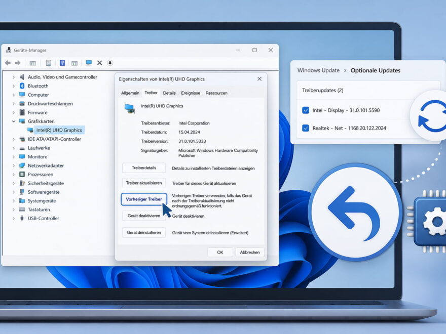 Treiber unter Windows 11 im Geräte-Manager auf die vorherige Version zurücksetzen