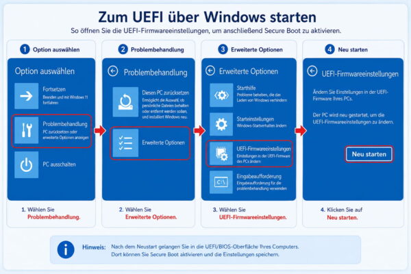 UEFI-Firmwareeinstellungen in Windows 11 öffnen UEFI-Firmwareeinstellungen unter Windows 11 über den erweiterten Start öffnen