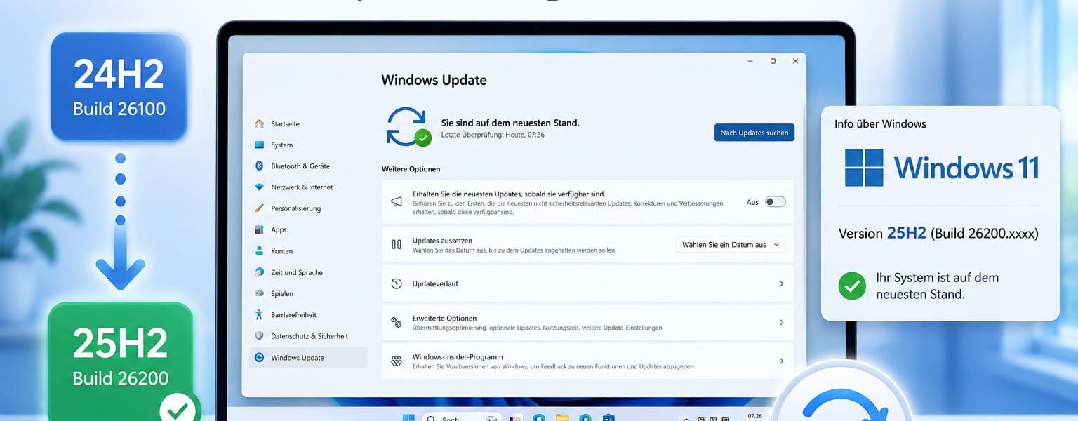 Beitragsbild zu Windows 11 25H2 installieren und Update richtig durchführen