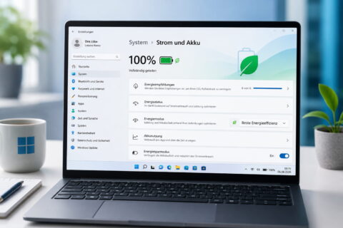 Windows 11 Akkulaufzeit verbessern mit den Strom- und Akkueinstellungen am Laptop
