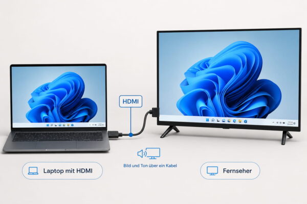 Windows 11 Bildschirm per HDMI auf Fernseher übertragen Windows 11 per HDMI-Kabel mit dem Fernseher verbinden