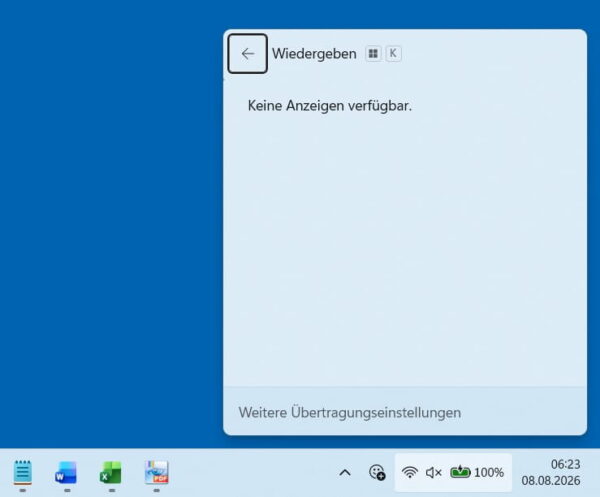 Windows 11 findet den Fernseher bei Windows K nicht Windows 11 zeigt bei Windows K keine drahtlosen Anzeigen an