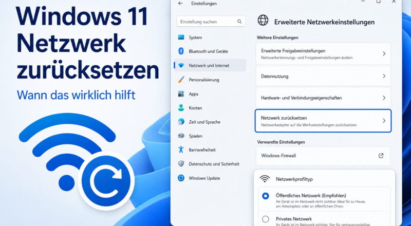 Windows 11 Netzwerk zurücksetzen mit Netzwerk- und Reset-Symbol