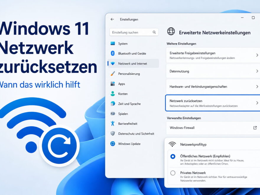 Windows 11 Netzwerk zurücksetzen mit Netzwerk- und Reset-Symbol
