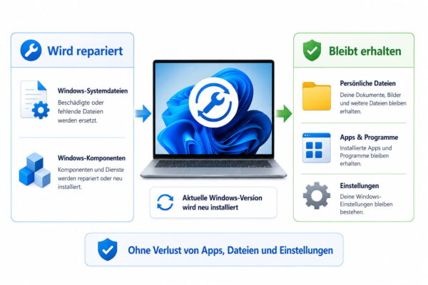 Windows 11 über Windows Update reparieren Windows 11 reparieren über Windows Update ohne Verlust von Dateien, Apps und Einstellungen