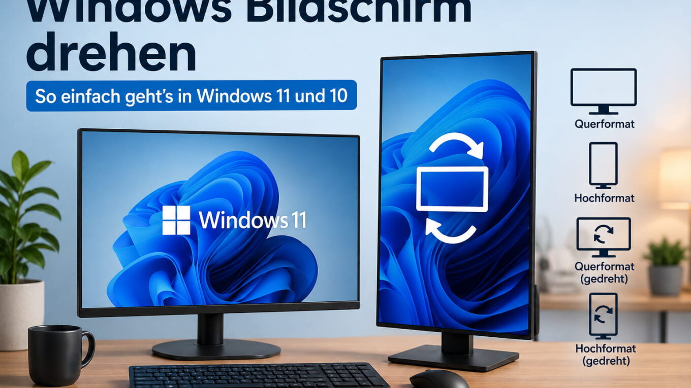 Windows Bildschirm drehen mit Querformat und Hochformat in Windows 11 und 10
