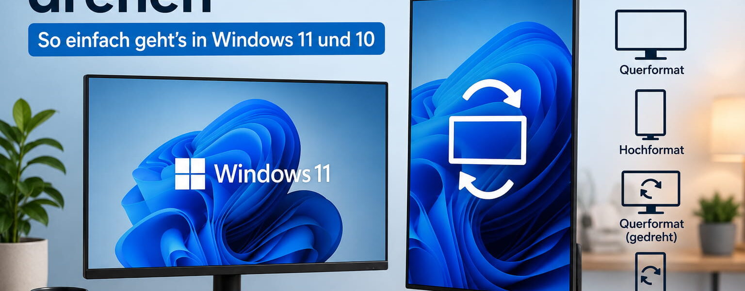 Windows Bildschirm drehen mit Querformat und Hochformat in Windows 11 und 10