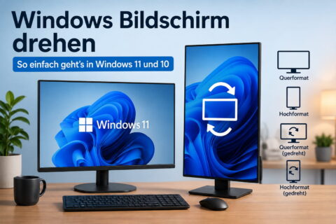 Windows Bildschirm drehen mit Querformat und Hochformat in Windows 11 und 10