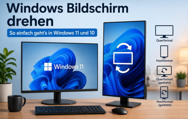 Windows Bildschirm drehen mit Querformat und Hochformat in Windows 11 und 10