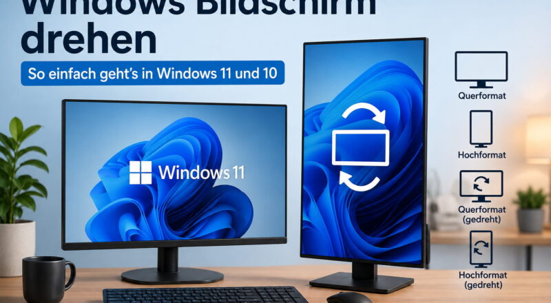 Windows Bildschirm drehen mit Querformat und Hochformat in Windows 11 und 10