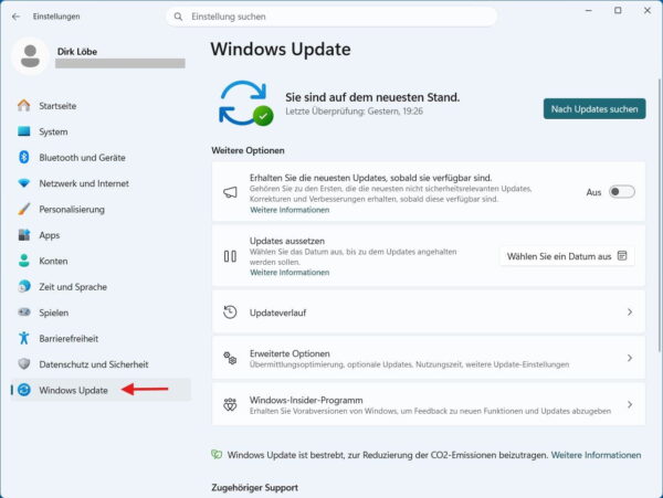 Windows Update in Windows 11 auf Aktualisierungen prüfen