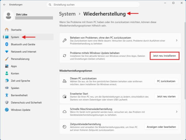 Windows 11 über Windows Update reparieren Windows 11 über Windows Update neu installieren und reparieren