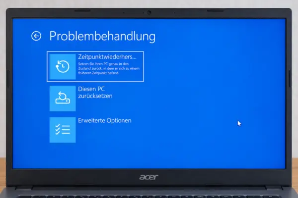 Zeitpunktwiederherstellung in der Windows-Wiederherstellungsumgebung