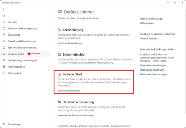 Secure-Boot-Status prüfen unter Windows 11 mit den Systeminformationen