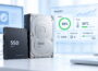 SSD und Festplatte mit Anzeige ihrer SMART-Werte